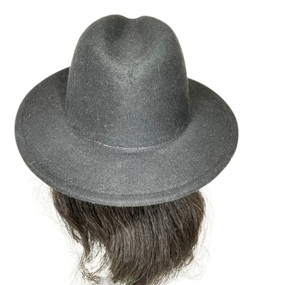 Unbranded Red Bottom Fedora Black Wool Felt Wide Brim Hat